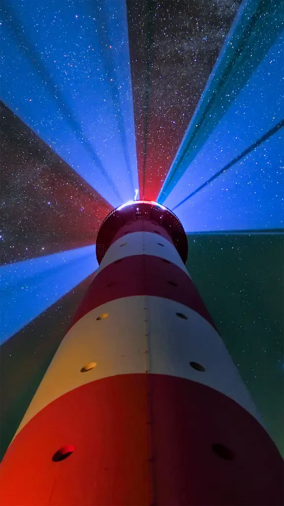 星空下的灯塔，德国Westerhever镇