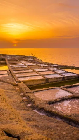 Salt evaporation ponds on the island of Gozo, Malta