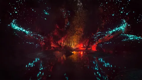 蓝山国家公园里的萤火虫，澳大利亚