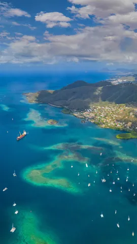 蔚蓝海域中的马提尼克岛，加勒比海