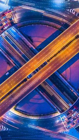 高速道路の空撮夜景