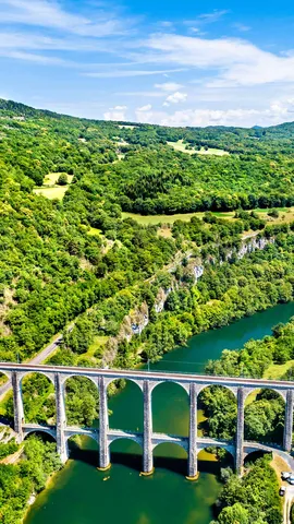 Cize-Bolozon viaduct crossing the Ain gorge, France