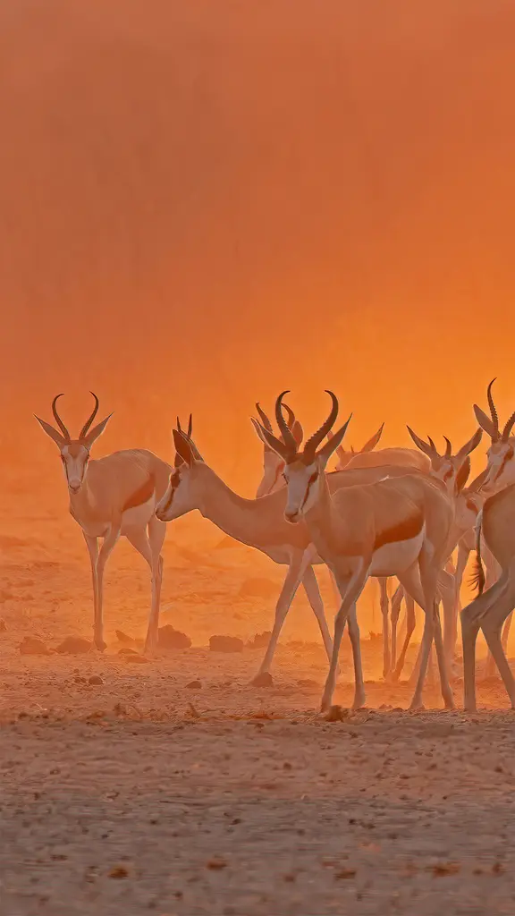 埃托沙国家公园内一处水坑附近的跳羚，纳米比亚