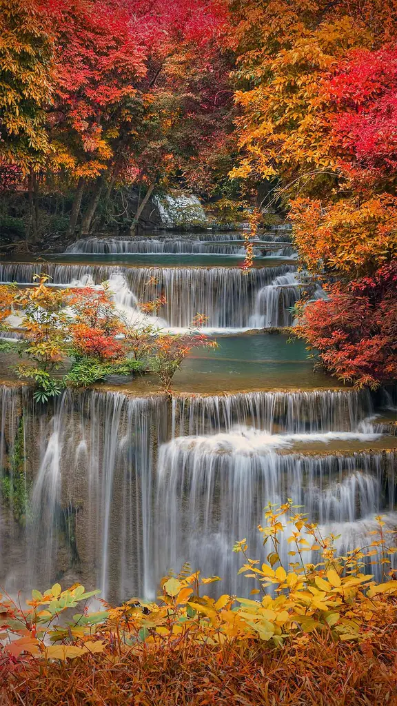 Khuean Srinagarindra国家公园的Huay Mae Khamin瀑布,泰国